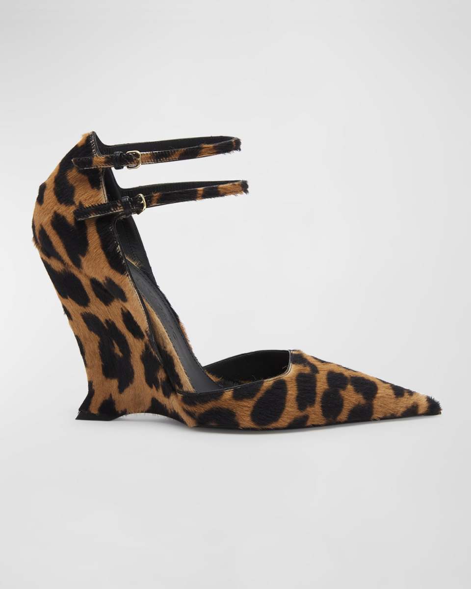 Vidya Leopard-Print Leather Wedge Pumps